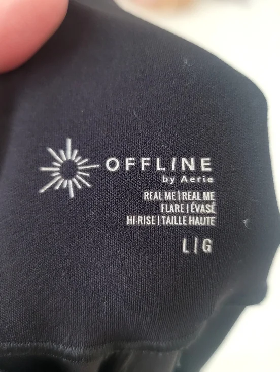 OFFLINE By AERIE Real Me High Waisted Crossover Flare Leggings Black Size Large - Picture 9 of 10